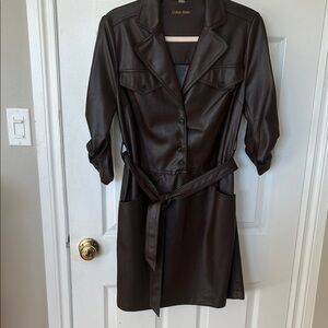 Calvin Klein Women's Vegan Leather Dark Chocolate Dress Size 4 NWOT Cruelty Free